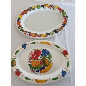 Melamine Serving Trays Oval Veggie Floral-Set of 2